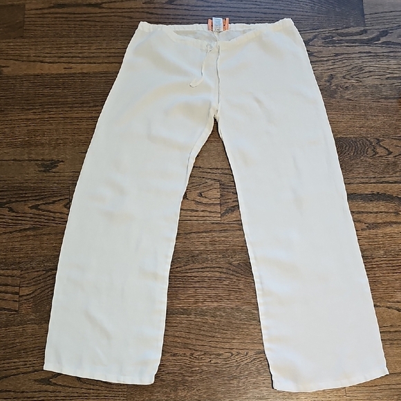 Juicy Couture Lowrise White Drawstring Linen Pants Made In The USA - Picture 1 of 6